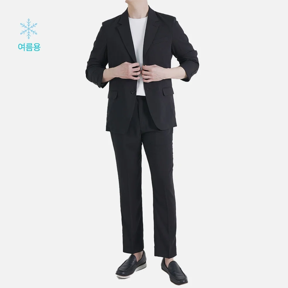 트러수트 여름 남자 밴딩 정장 세트 단체 면접 수트 봄 가을 결혼식 하객룩 상세 이미지 2